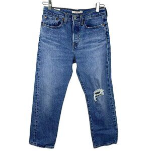 Levis Jeans Womens Size 27x25 Premium Wedgie Straight Denim Button Fly Distresse
